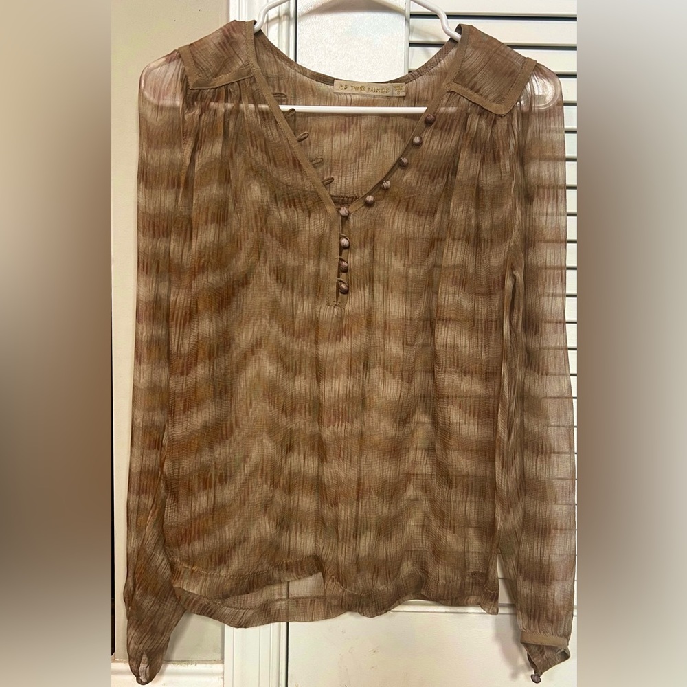 Of Two Minds Small Tan Blouse.